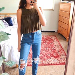 forever 21 flowy eyelet crop tank top